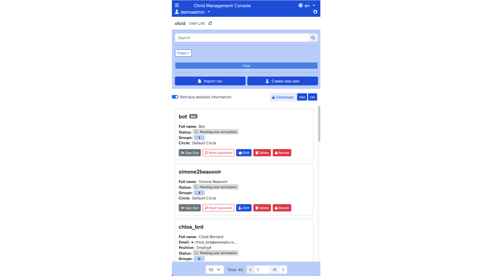 Olvid Management Console